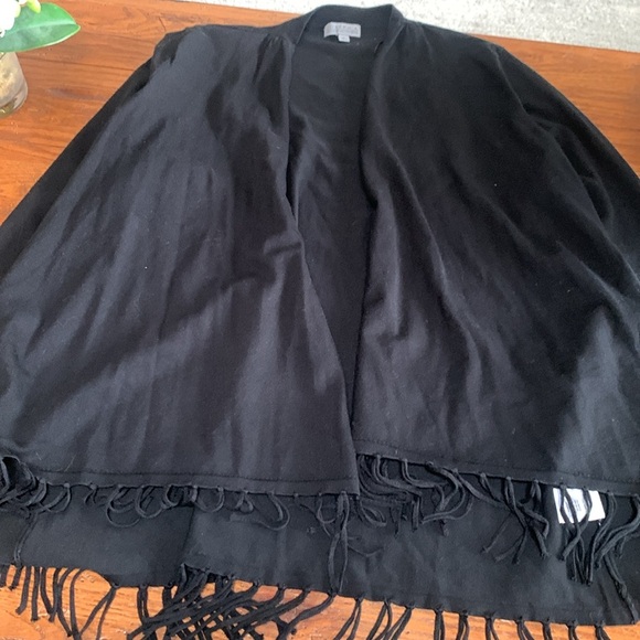 Joseph A. Open Front Black Fringe Hem Cardigan Sweater Hi Lo Style Size Large - Picture 10 of 10